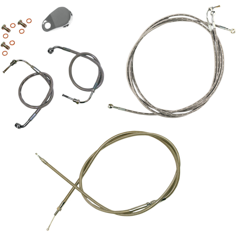 LA Choppers Standard Stainless Braided Handlebar Cable Brake Line Kit 15"-17" Ape Hangers - LA-8051KT-16 For Harley Touring 2009-2013