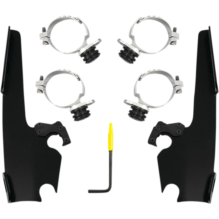 MEMPHIS SHADES 2320-0266 MEB2054 Fats/Slim Windshield Trigger-Lock Complete Mount Kit - Black - XL
