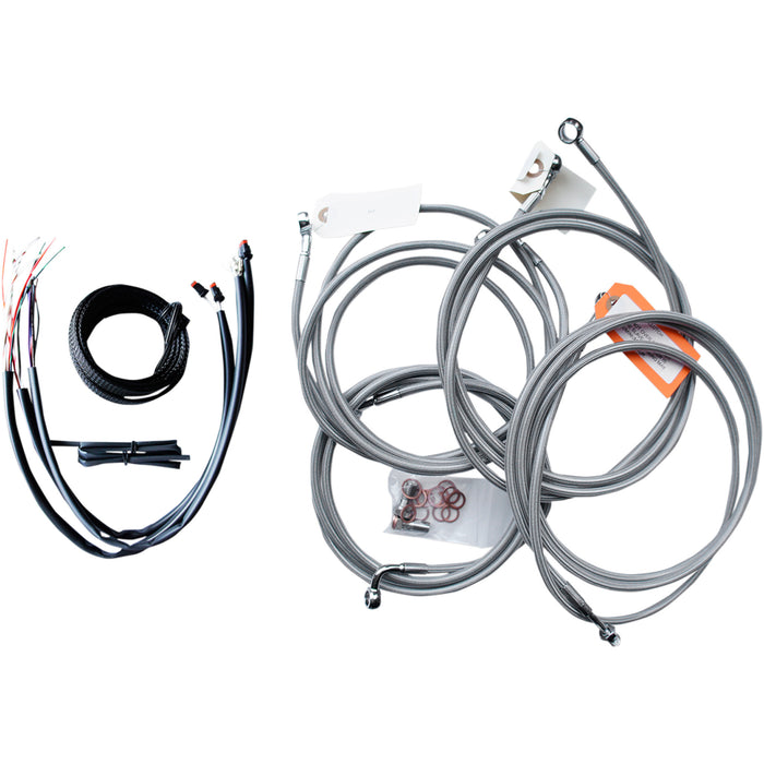 LA CHOPPERS 0610-1248 LA-8052KT2-08 Complete Stainless Braided Handlebar Cable/Brake Line Kit — Cable Kit - Mini Handlebars - Stainless