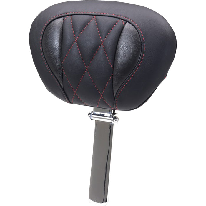 MUSTANG 0822-0651 89460DC Deluxe Touring Driver Backrest Deluxe Driver Backrest - Diamond - Dark Cherry Stitching - FLT/FLH '23-'25