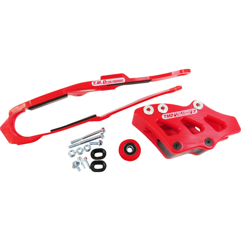 T.M. DESIGNWORKS 1231-1548 DCK-OR17-RD Chain Guide and Slider Kit Chain Guide/Slider - Red - Honda