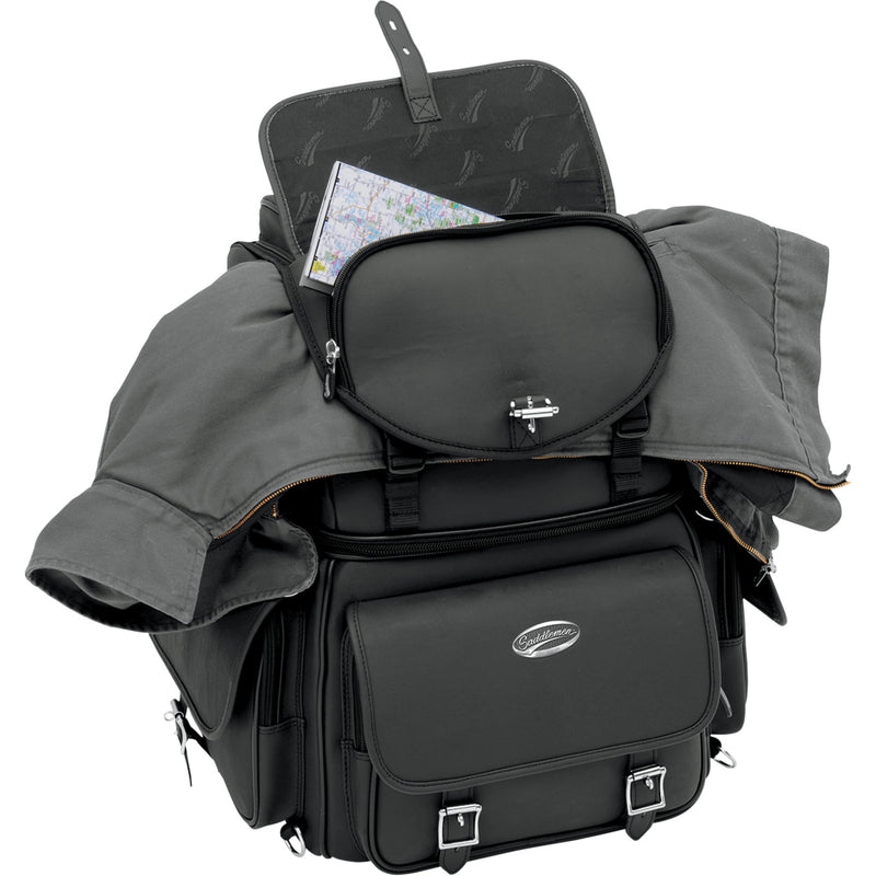 SADDLEMEN 3515-0120 EX000440 BR3400EX Combination Backrest, Backseat, and Sissy Bar Bag Sissy Bar Bag - Black