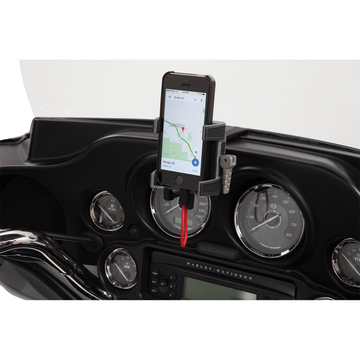 CIRO 4402-0596 50217 Smartphone/GPS Holder with Charger - Phone Holder w/Charger - Fairing Mount - FLH