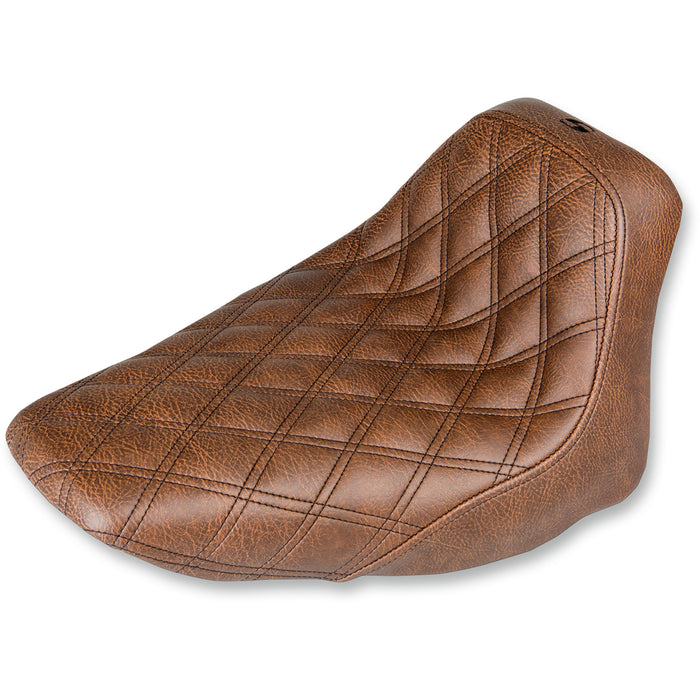 SADDLEMEN 0802-0916 806-15-002BLS Renegade Lattice Stitch Solo Seat - Lattice Stitched - Brown - FLST '06-'17