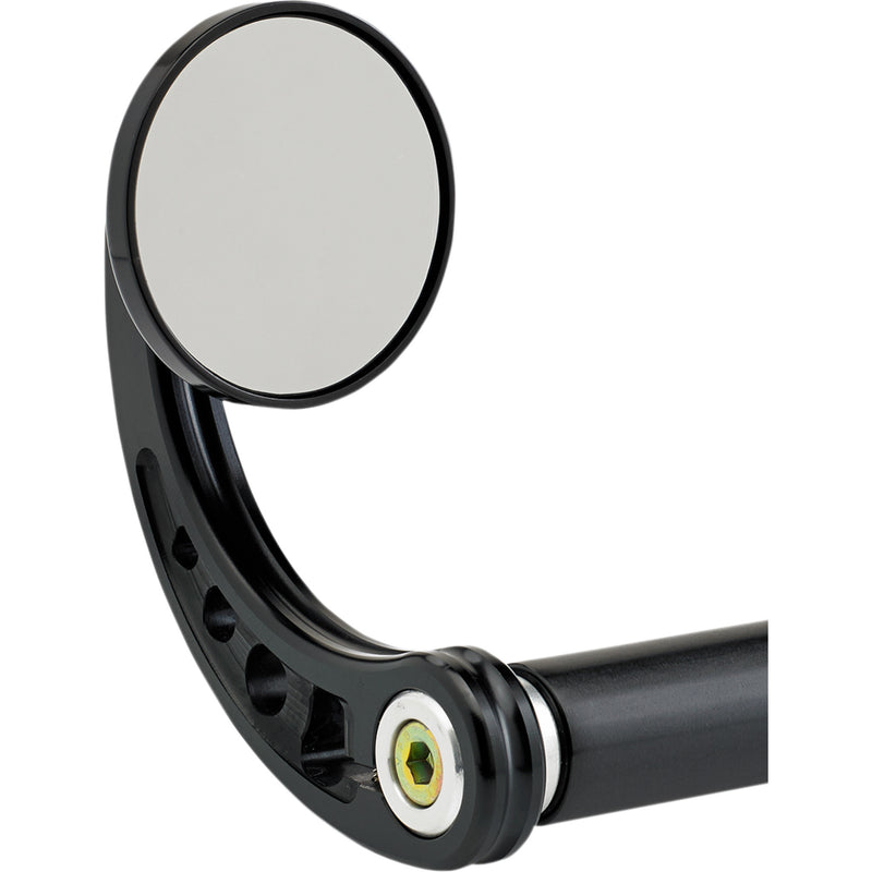 Joker Machine Bar End Mirror Side View Round Black Curved 2-1/4" - 09-312-CB