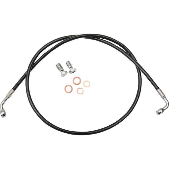 LA CHOPPERS 1741-4250 LA-8220B16B Black Braided Brake Line Kit Brake Line - 15" - 17" Ape Hanger Handlebars - Black