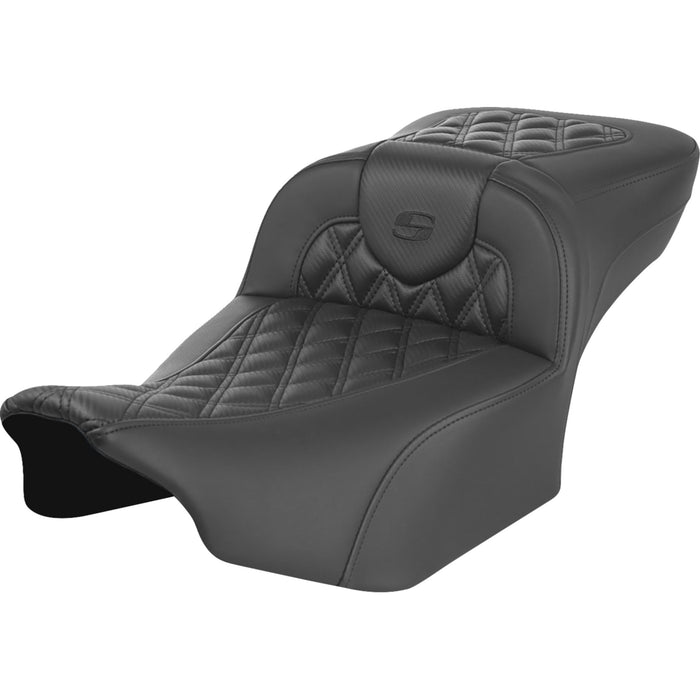 SADDLEMEN 0801-1793 823-07-20700 Roadsofa™ Extended Reach Seat - without Backrest - Carbon Fiber - Lattice Stitch - FLTR/FLHX  23-24