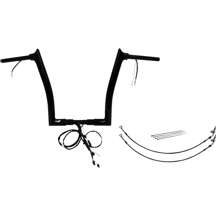 FAT BAGGERS INC. 0601-6190 801314-B EZ Install Wired 1-1/2" Pointed Top Handlebar Kit - 14" - Black