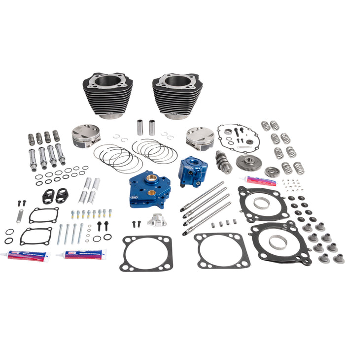 S&S CYCLE 0904-0240 310-1403A 132" Power Package Performance Kit Power Package - Water Cooled - 496 Gear Drive - Wrinkle Black w/Highlight - M8
