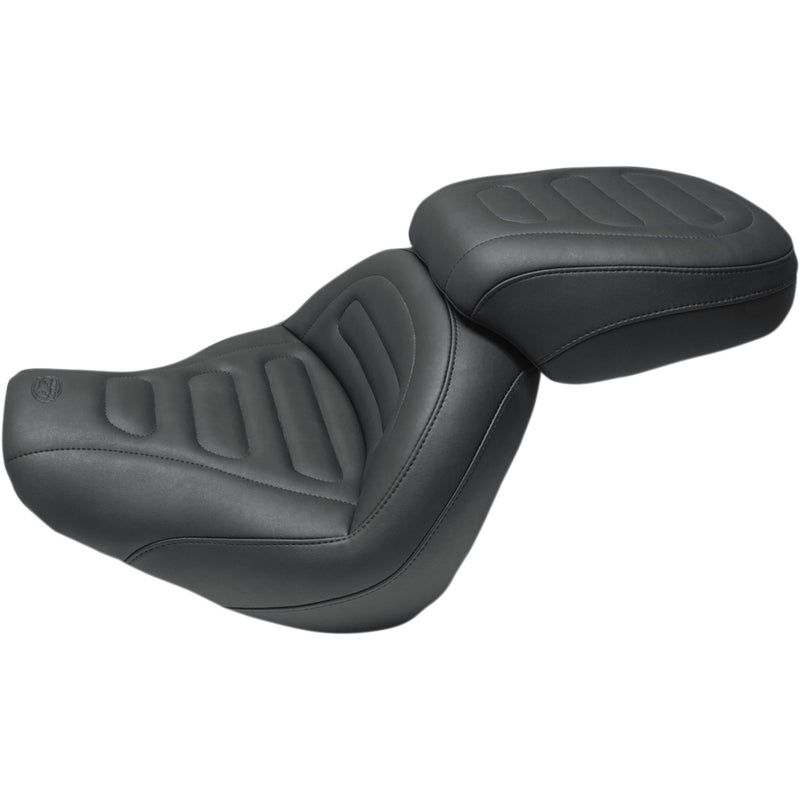 Mustang MX Tour Solo Seat Without Driver Backrest Black Trapezoid Stitch Fxfb Fxfbs - 75887 For Harley Softail 2018-2021