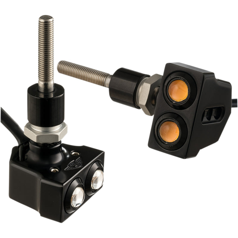 JOKER MACHINE 2020-1447 05-216B Rat Eye LED Mirror Mount Turn Signals — Dual - Rat Eye Mirror-Mount Turn Signals - Dual - Black