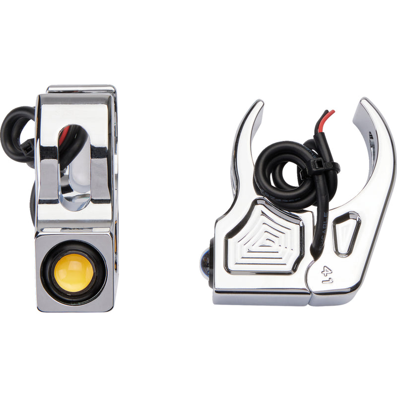 JOKER MACHINE 2020-2145 05-221-3 Fork Mount Turn Signals - 41 mm - Amber - Chrome