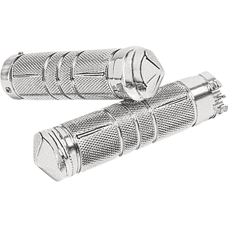 Accutronix Knurled Diamond Custom Grips Chrome - GR100-SKIC For Harley Motorcycles 1980-2021