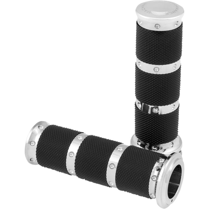PERFORMANCE MACHINE (PM) 0630-1656 0063-2086-CH Contour XLS Renthal Wrapped Grips - Cable - Chrome