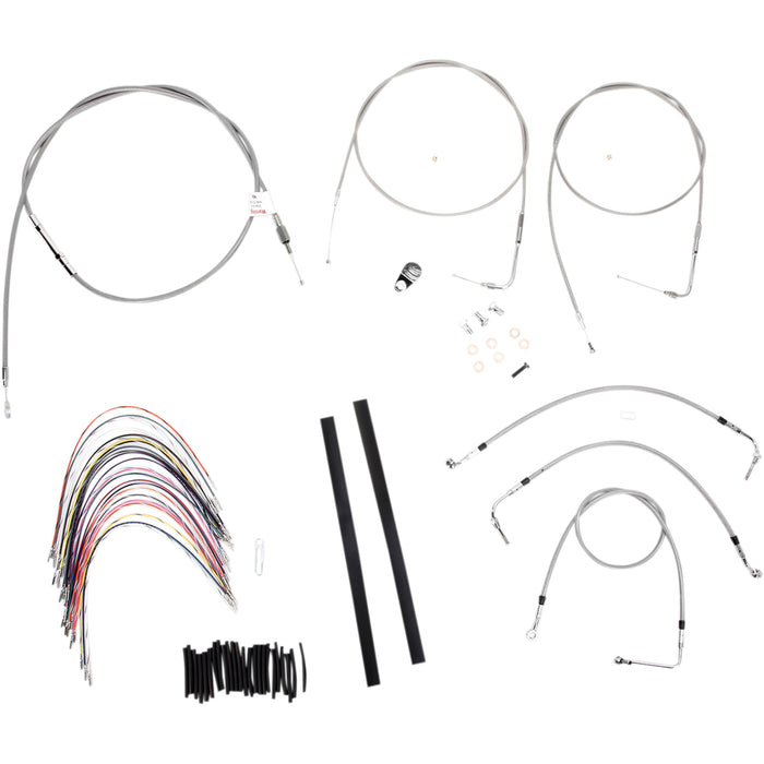 BURLY BRAND 0610-0732 B30-1080 Complete Stainless Braided Handlebar Cable/Brake Line Kit - 16" Ape Hanger Handlebars