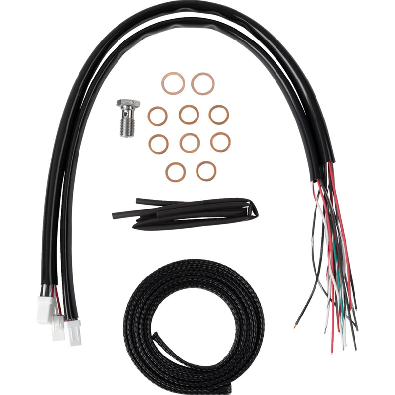 LA Choppers Complete Black Vinyl Braided Handlebar Cable Brake Line Kit Stock Handlebars - LA-8059KT2-08B For Harley Touring 2023-2026