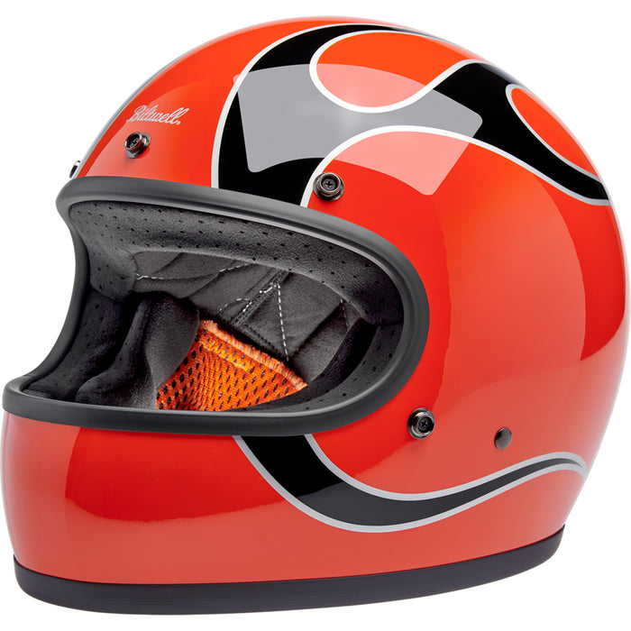 BILTWELL Gringo Flames Helmet - Competition Orange