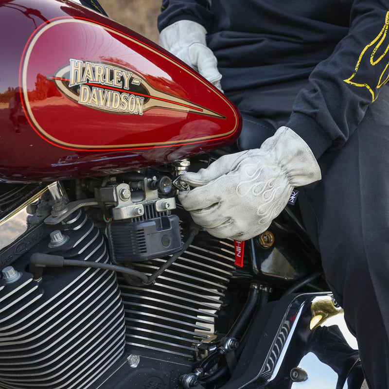 THRASHIN SUPPLY CO. Roper Leather Gloves Bone - White