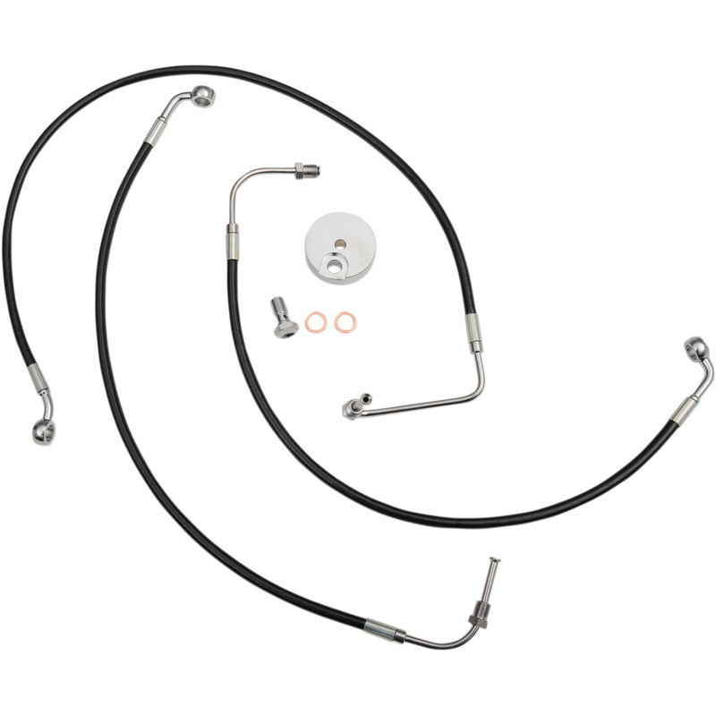LA Choppers Black Braided Brake Line Kit Mini Ape Hanger Handlebars Black - LA-8010B08B For Harley Touring 2008-2013