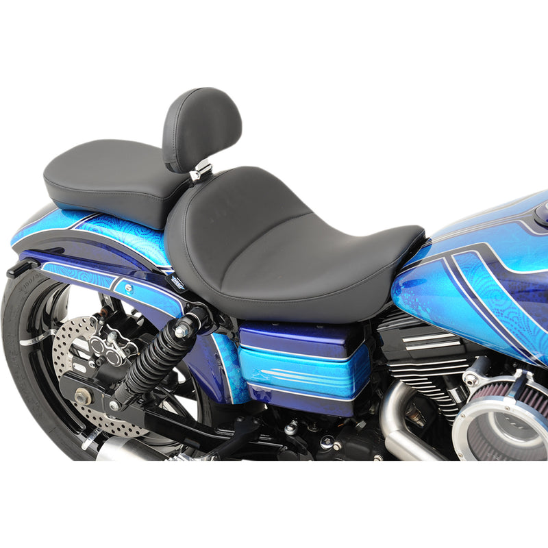 Drag Specialties Solo Seat With EZ Glide II™ Backrest Option Solo Seat Mild Stitched Driver's Backrest - 0803-0555 For Harley Motorcycles 2006-2017