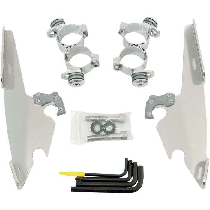 MEMPHIS SHADES 2320-0111 MEK1986 Fats/Slim Windshield Trigger-Lock Complete Mount Kit - Fats/Slim Mounting Kit - Polished - XL 48