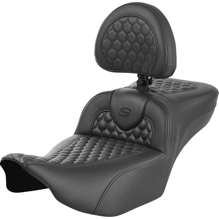 SADDLEMEN 0801-1762 823-07-190B0 Roadsofa™ Extended Reach Seat - with Backrest - Honeycomb - FLTR/FLHX 23-24