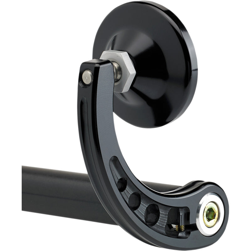 Joker Machine Bar End Mirror Side View Round Black Curved 2-1/4" - 09-312-CB