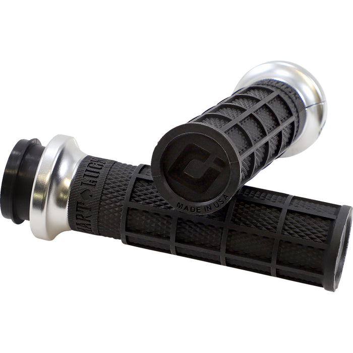 ODI 0630-2865 V31HTW-BB-S Harley Hart-Luck Signature V-Twin Lock-On™ Grips - TBW - Black/Silver