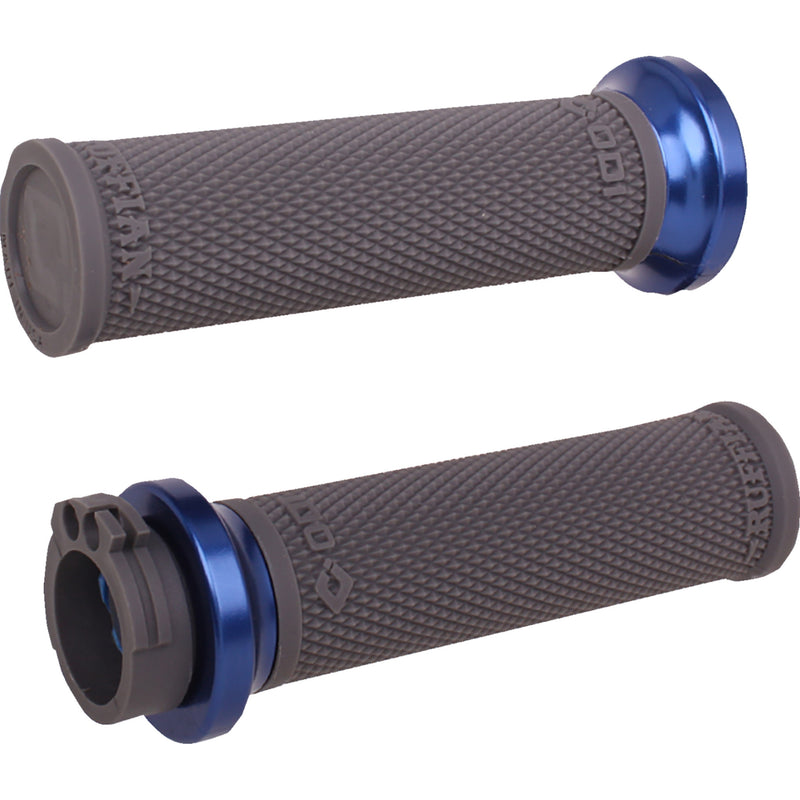 ODI Ruffian Lock-On Street Grips Cable Black Anodized Blue - V30HCWH-U For Harley Motorcycles 1984-2022