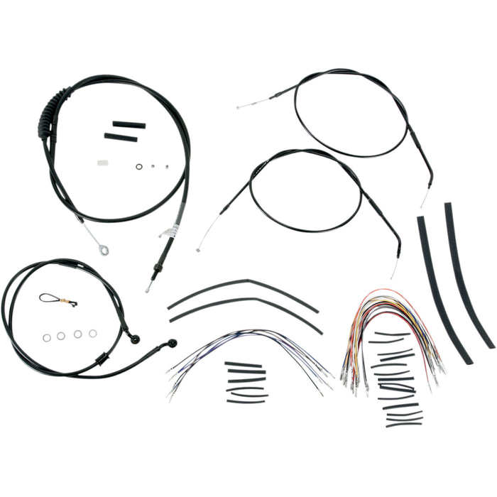 BURLY BRAND 0610-0271 B30-1004 Complete Black Vinyl Handlebar Cable/Line Kit for Ape Hanger Handlebars - 14"