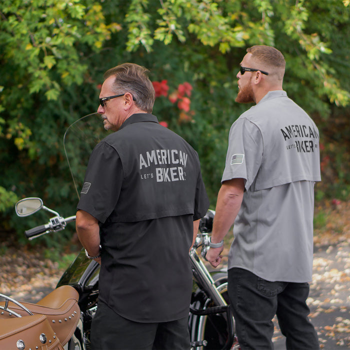 AMERICAN BIKER 3040-3421 ABBLETSRIDE16ST26BKS Let's Ride Vented Shirt black/gray - small