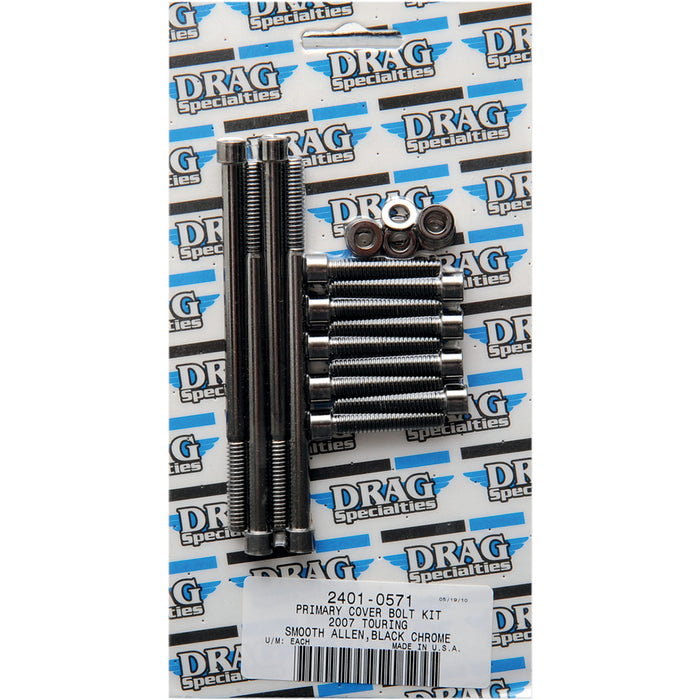 DRAG SPECIALTIES 2401-0571 Primary Cover Bolt Kit Bolt Kit - Primary Cover - Smooth - Black/Chrome - '07-'16 Touring