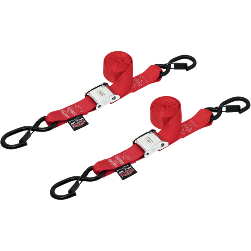 POWERTYE MFG. 3920-0142 28621-S 1-1/2" Cam-Buckle with Safety Latch Hooks Cam Tie-Downs - 1-1/2" x 5-1/2' - Red