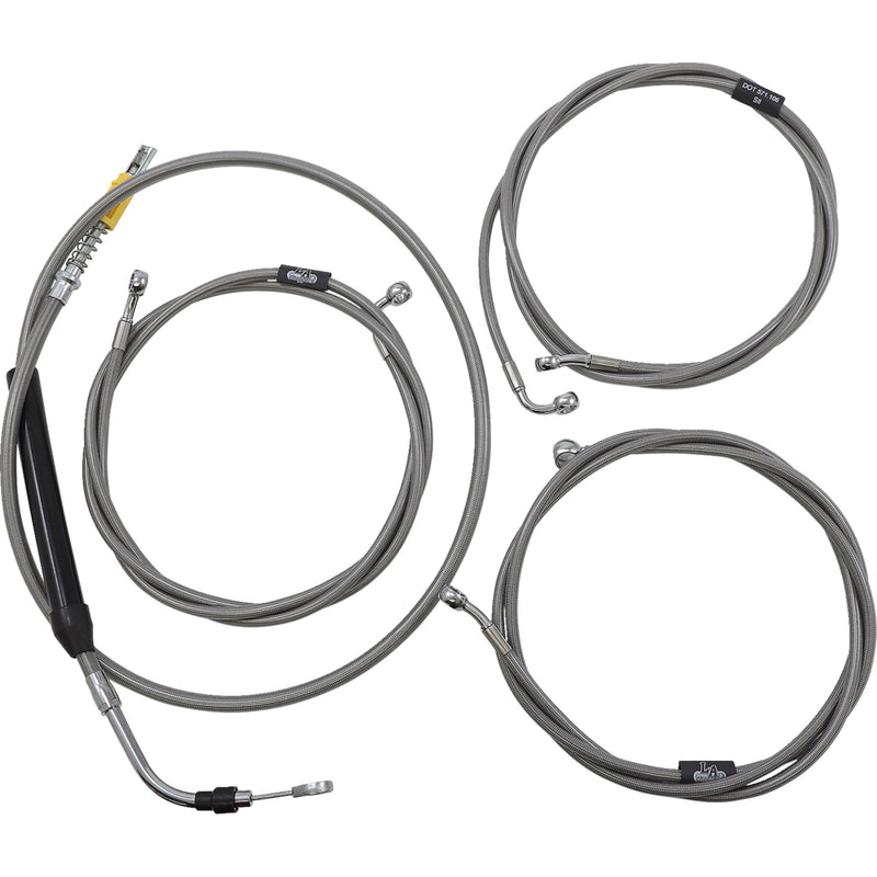 LA Choppers Standard Stainless Braided Handlebar Cable Brake Line Kit 15"-17" Ape Hangers - LA-8056KT-16 For Harley Touring 2021-2022