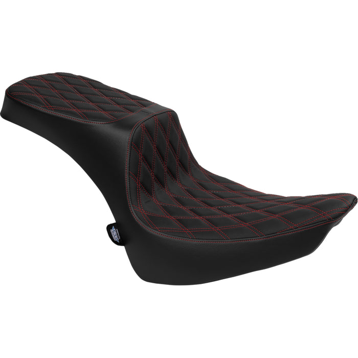 DRAG SPECIALTIES 0802-1643 Performance Predator 2-Up Seat - Predator III 2-Up Seat - Vinyl - Double Diamond - Red Thread - FL '00-'17