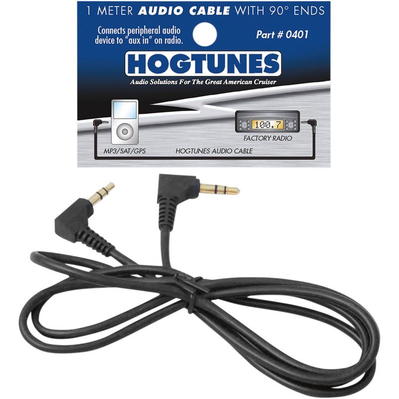 HOGTUNES 4401-0072 0401 1 Meter Stereo Audio Cable with 90º Ends Radio Cable/Audio Device