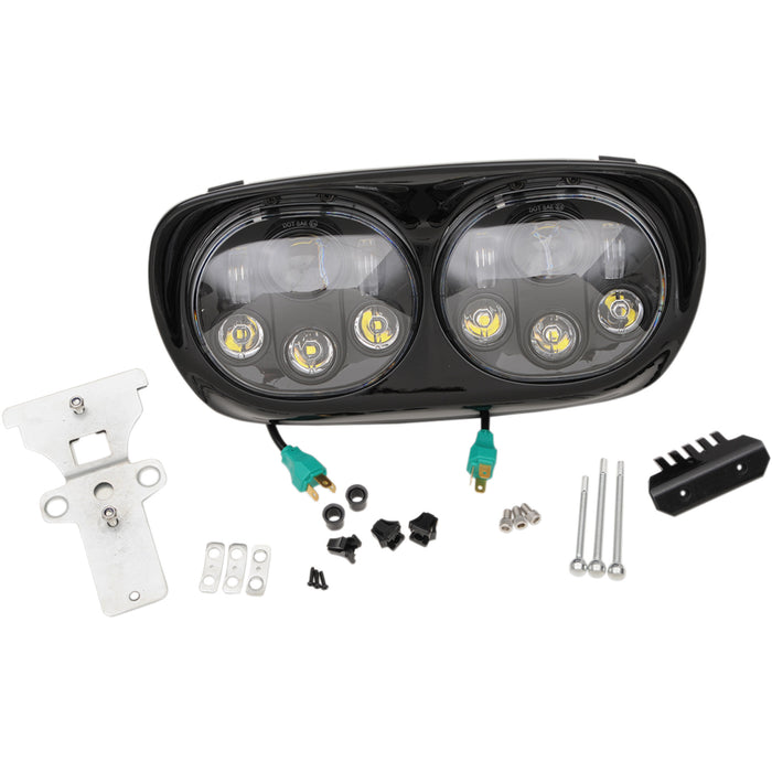 HEADWINDS 2001-1771 8-9552-02BA Dual LED Assembly Headlight 5.75" Headlight Assembly - 99-13 FLTR - Black