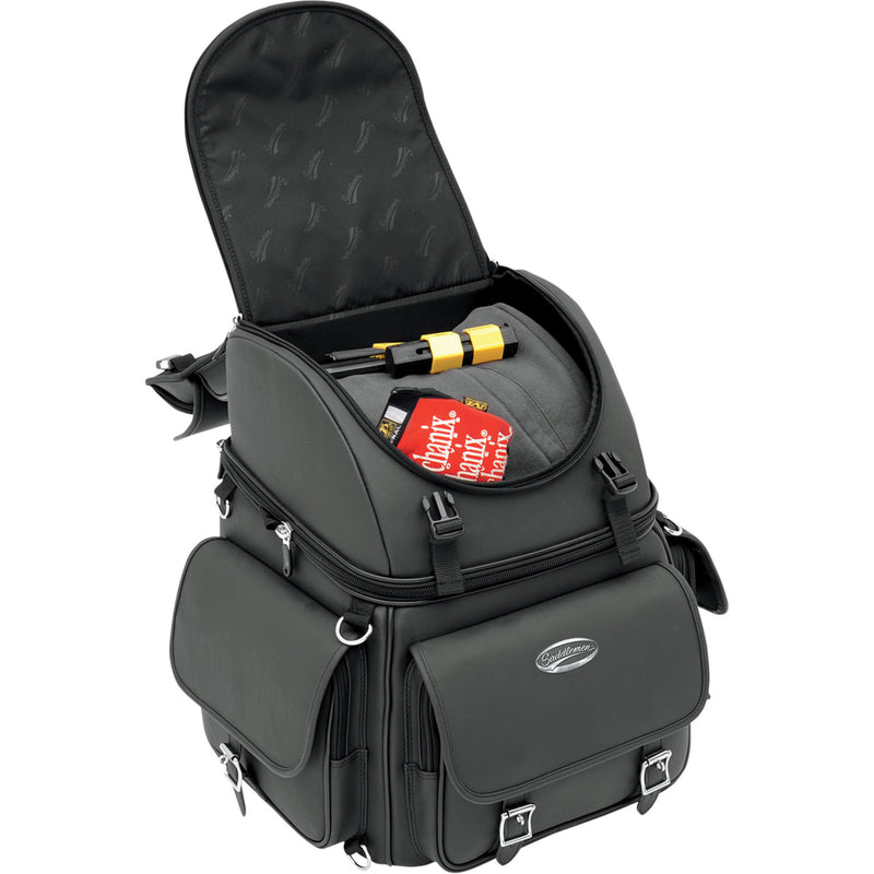 SADDLEMEN 3515-0120 EX000440 BR3400EX Combination Backrest, Backseat, and Sissy Bar Bag Sissy Bar Bag - Black
