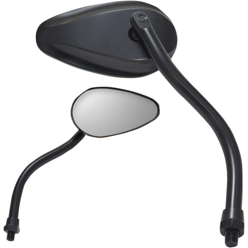 Parts Unlimited X-Treme Mini Teardrop Mirror Side View Teardrop Standard Long Black Each