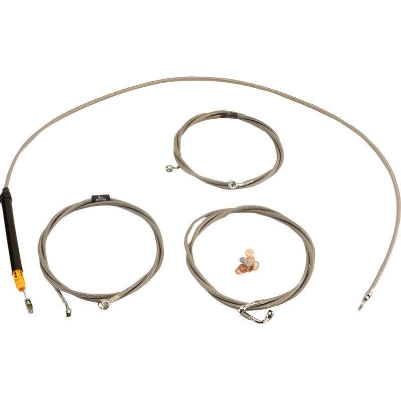 LA Choppers Standard Stainless Braided Handlebar Cable Brake Line Kit 15"-17" Ape Hangers - LA-8059KT-16 For Harley Touring 2023-2026
