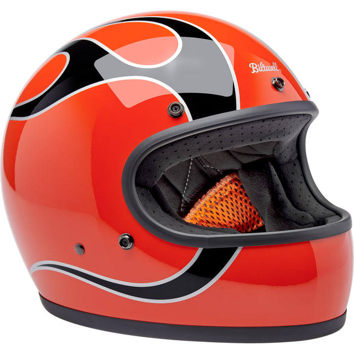 BILTWELL Gringo Flames Helmet - Competition Orange