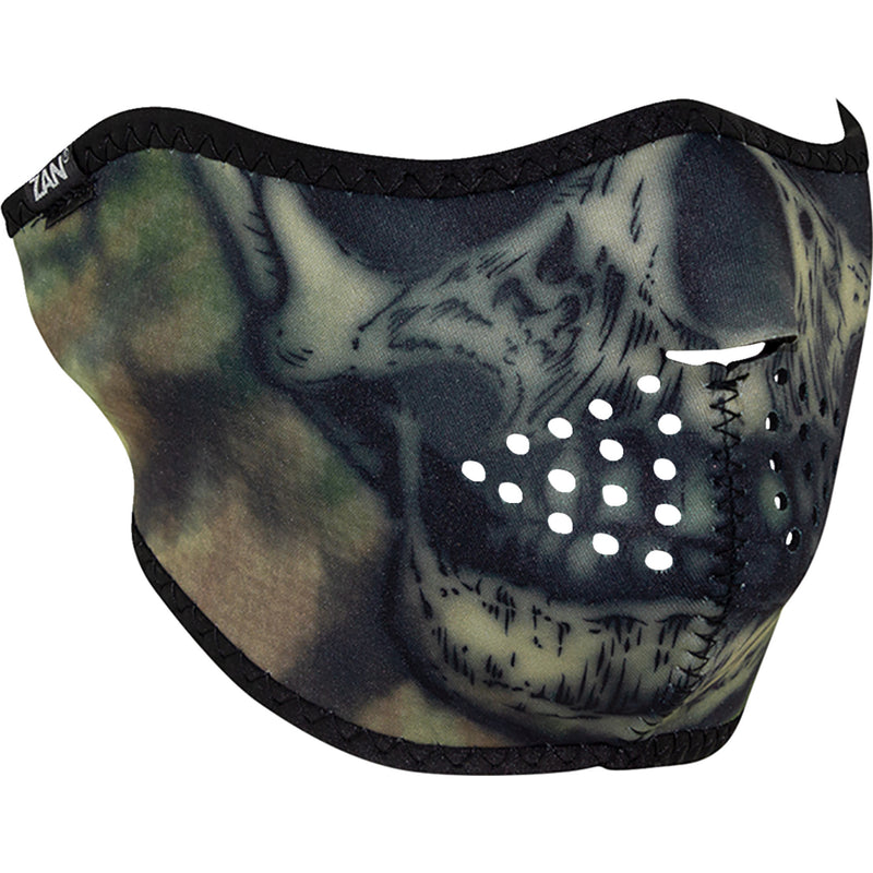 ZAN HEADGEAR 2503-0510 WNFM611H Neoprene Half Mask woodland camo tie dye skull