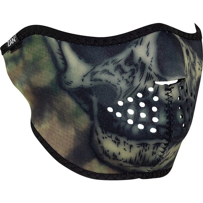 ZAN HEADGEAR 2503-0510 WNFM611H Neoprene Half Mask woodland camo tie dye skull