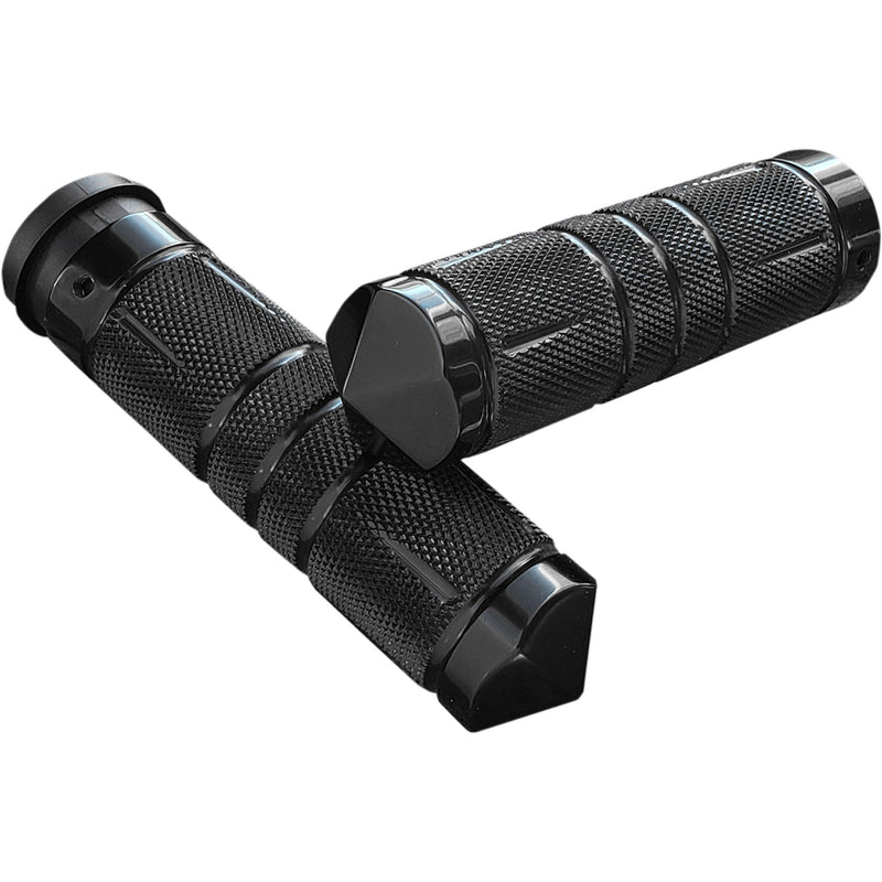 Accutronix Knurled Diamond Custom Grips TBW Black - GR101-SKIB For Harley Motorcycles 2008-2024