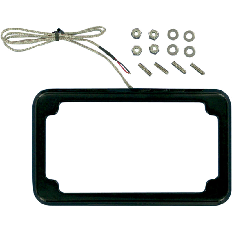 CYCLE VISIONS 2030-0323 CV-4616B Beveled License Plate with Lights Beveled License Plate Frame - Black - with Plate Light