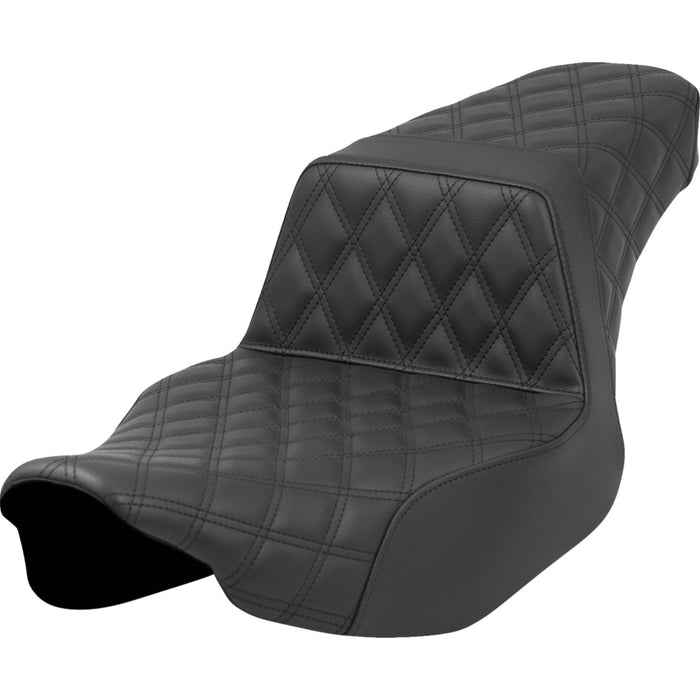 SADDLEMEN 0801-1684 823-07-175 Step-Up Seat   Front/Rear Lattice Stitch - Black - Road Glide/Street Glide 23-24