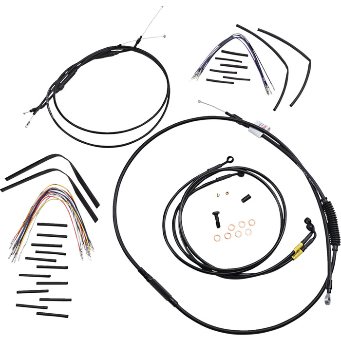 BURLY BRAND 0662-0612 B30-1194 Complete Black Vinyl Handlebar Cable/Line Kit for Ape Hanger Handlebars - 16"