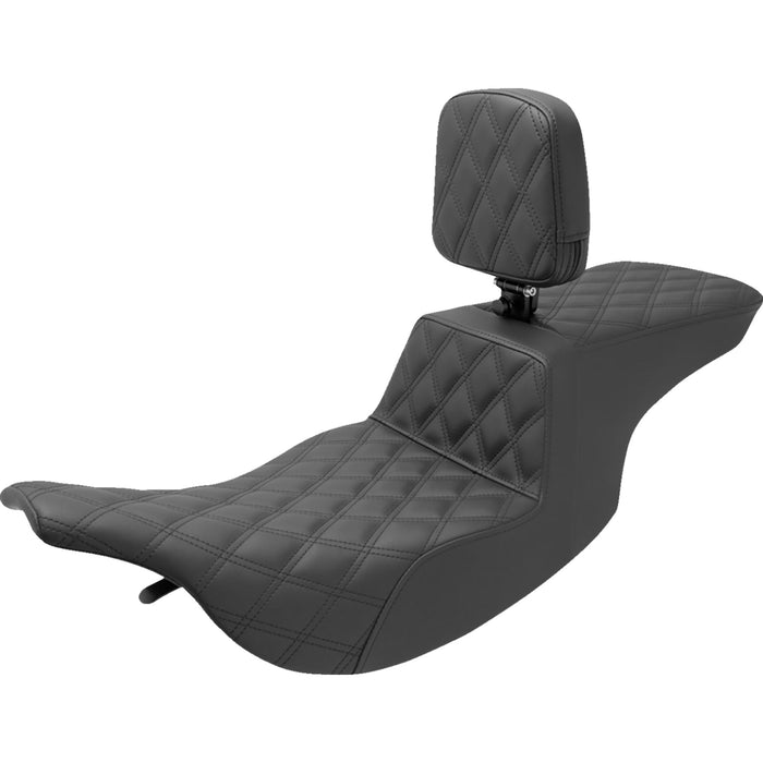 SADDLEMEN 0801-1470 897-07-195BR Tour Step-Up Seat - Rider Backrest - Full Lattice Stitch - FL '97-'07