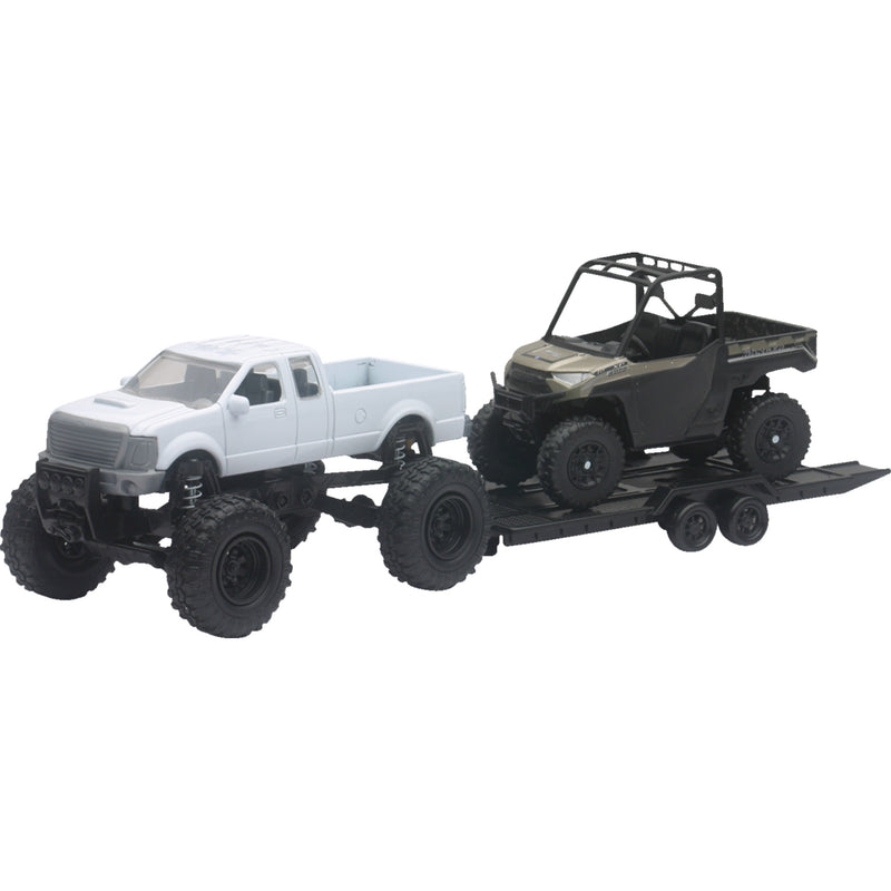NEW RAY TOYS 7001-0016 50076 Mini Offroad Truck with UTV Pick Up w/ Polaris Ranger XP1000 EPS - Black/White/Red