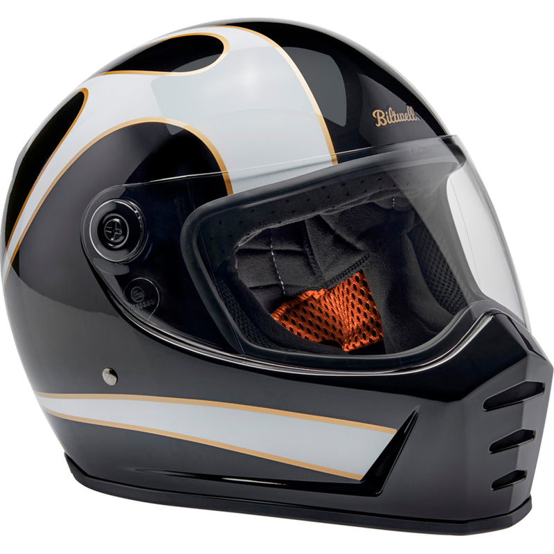 BILTWELL Lane Splitter 22.06 Helmet Gloss - Black/White Flames